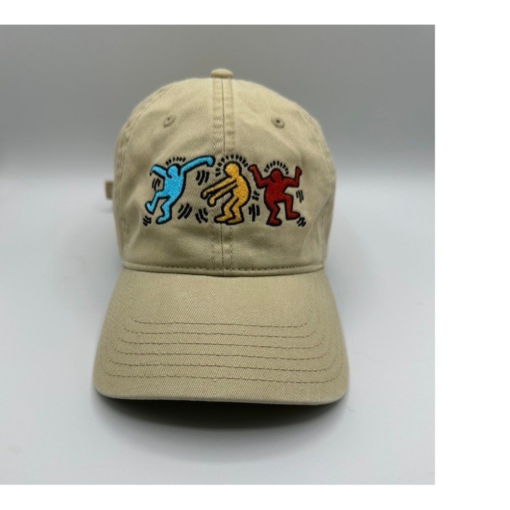 Keith Haring Hat Mad Engine Tan Dancing Figures Embroidered Adjustable Baseball
